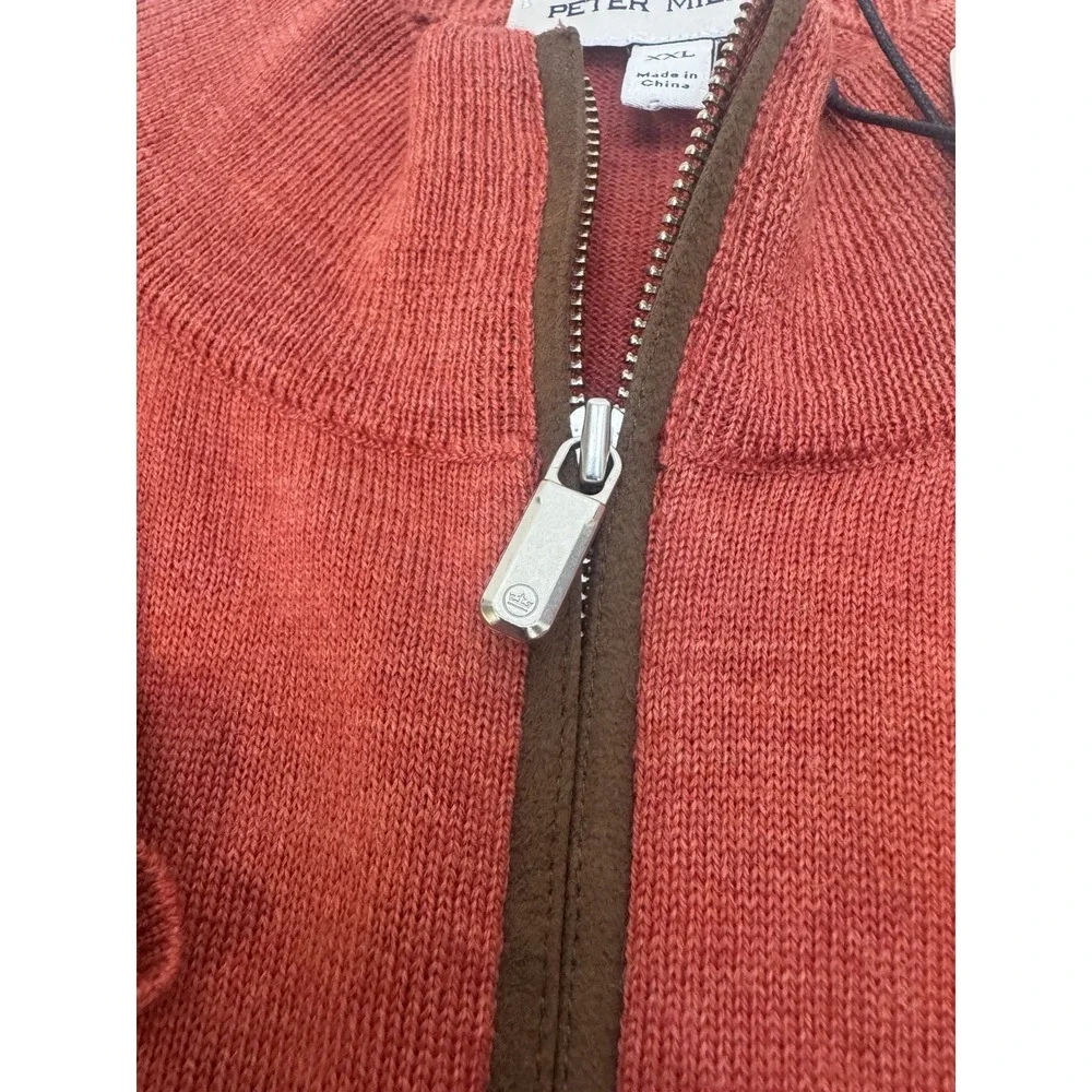 NWT Peter‎ Millar Autumn Crest Quarter Zip Wool Blend Sweater BURNT Red XXL $250